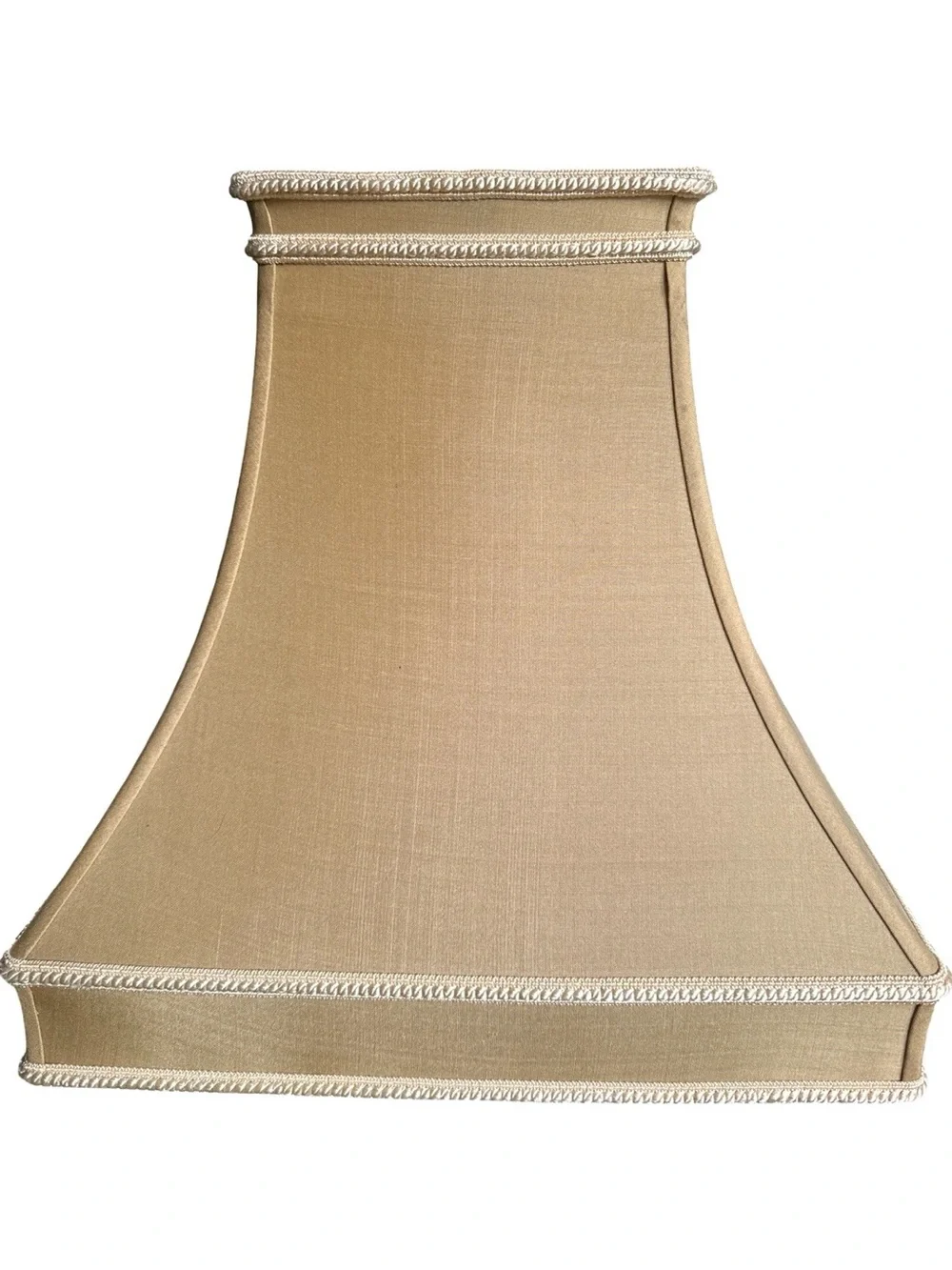 Vintage Gold Fabric Lantern Shade with Cream Trim